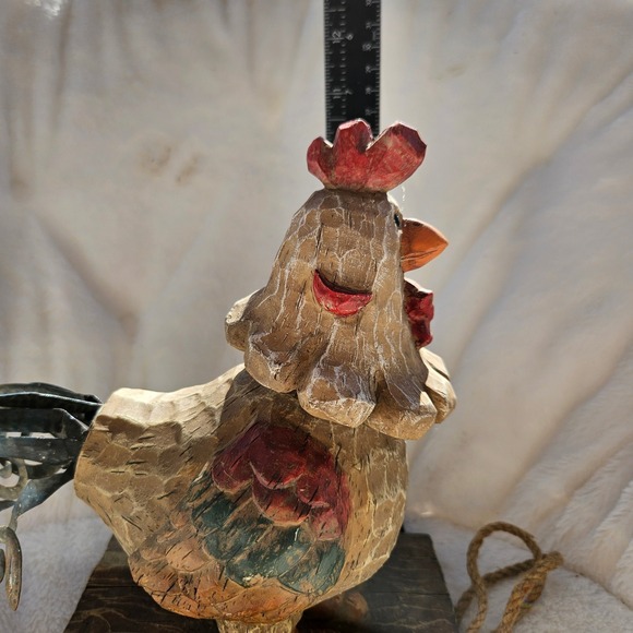 Rustic Wooden "Pull" Ceramic Chicken Folk Art Farmhouse Decor Unique Gift‎ - Picture 6 of 9